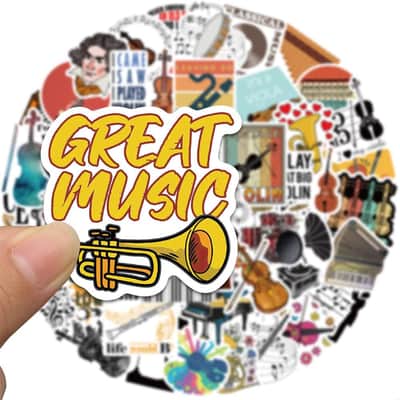 50pcs Orchestral Music Stickers, Musical Instrument Stickers Packs for Water Bottles, Scrapbook Laptop Phone, Vinyl Waterproof Piano Violin Cello Decals for Kids Adults Teens image 7