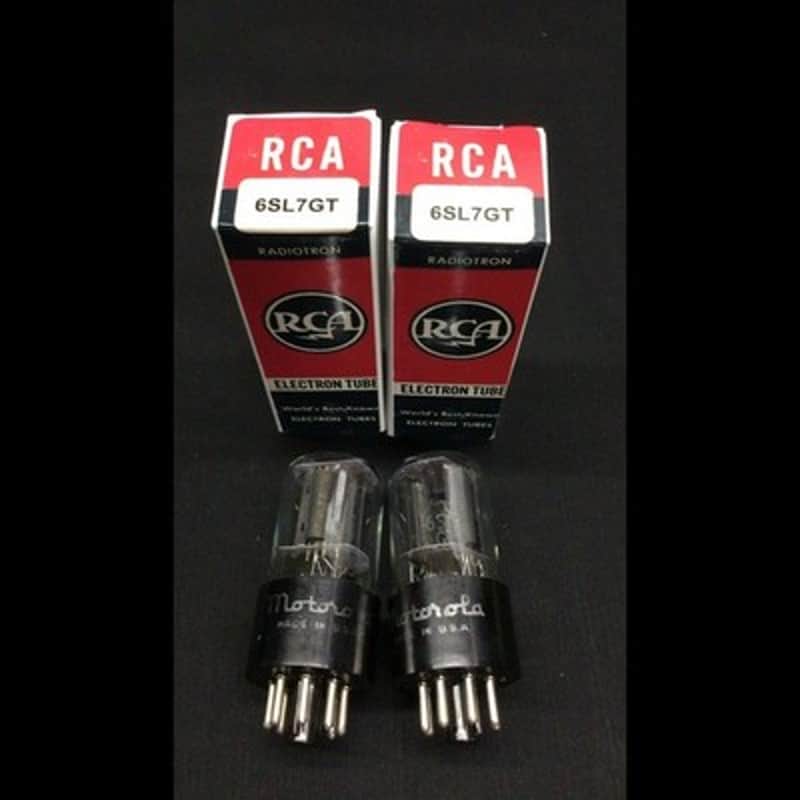 MATCHED PAIR RCA (Moto Label) 6SL7GT Black Plate D Getter VACUUM TUBES K.9695 image 1