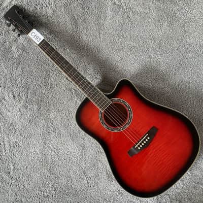 Sunburst 41 Inch Acoustic Electric Guitar, Tiger Maple Top, Rosewood Fingerboard image 2