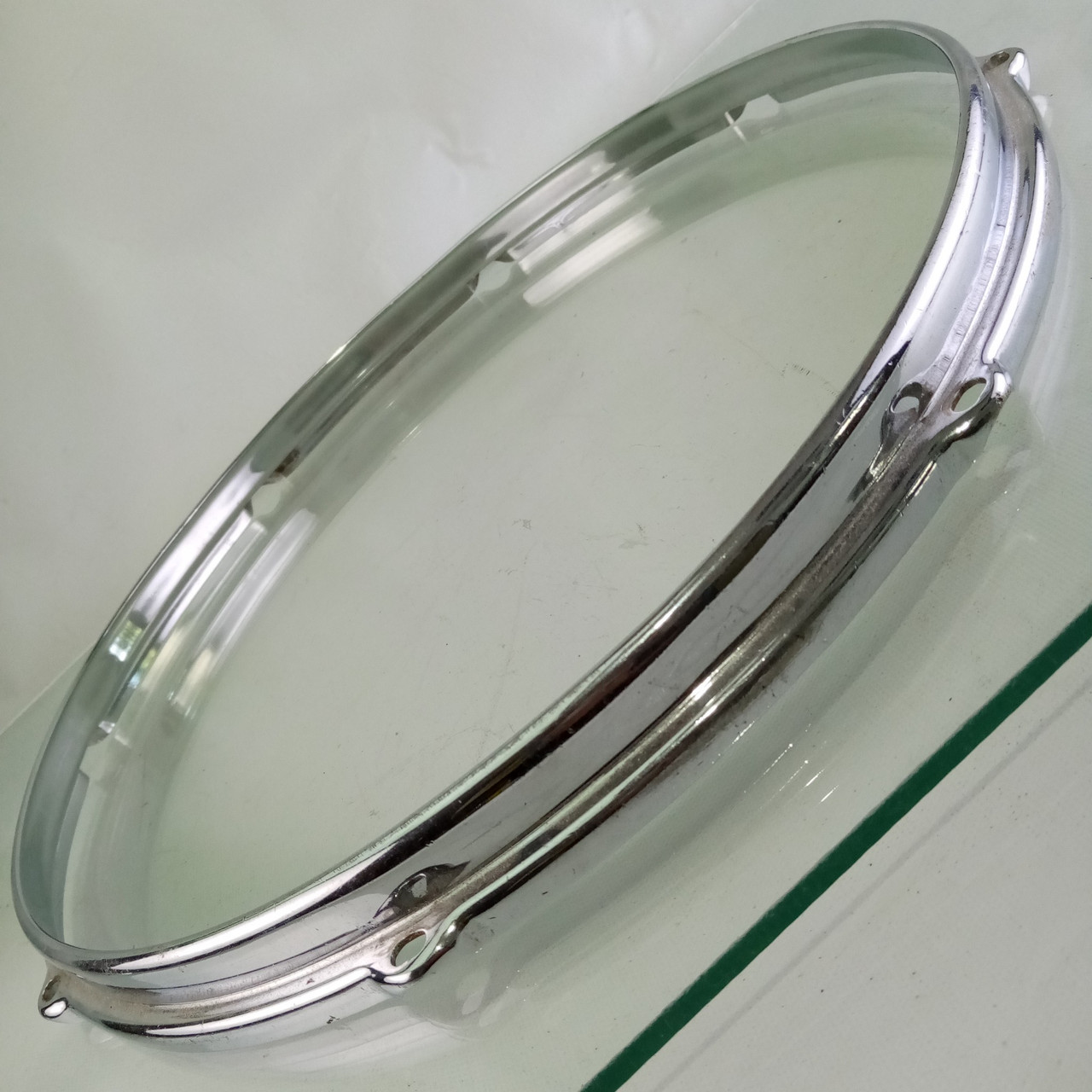 Slingerland 15" BRASS Stick-Saver Snare/Tom Drum Batter Rim/Hoop 8Lug COB Chrome — main photograph