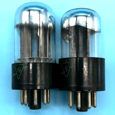 1950s Sylvania 6SN7GTB x2 Vintage Matched Pair Chrome Top Black Plate Tubes!T292 image 3