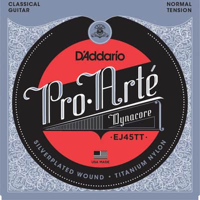 D'Addario EJ45TT ProArte Dynacore Classical Guitar Strings, Titanium Trebles, Normal Tension