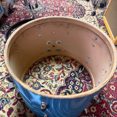 1960s Slingerland 14x20 Bass Drum Shell in Blue Satin Flame image 3
