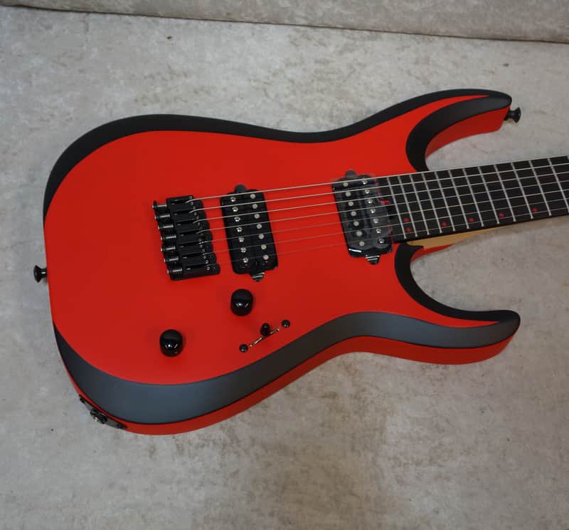 In Stock! Jackson Pro Plus Series DK Modern MDK7 HT 7 string guitar / Satin Red w/ Black bevels image 1