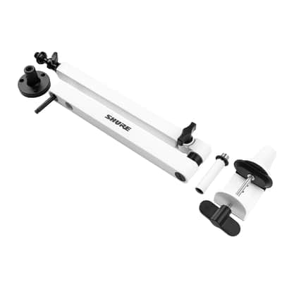 Shure by Gator Premium Low-Profile Desktop Mic Boom Stand - Fully Adjustable for Podcast, Streaming, and Home Office Setups, White (SH-BROADCAST2-W) image 8