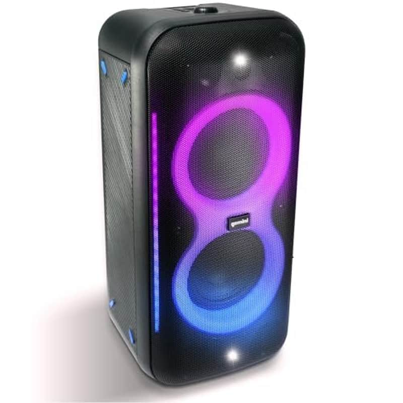 Gemini Sound UltraRave Duo - 400W Peak Power, Bluetooth Party Speaker with TWS Linking, FM Radio, LED Party Lighting FX, X Drive Bass Boost, Includes Wireless Mic & Remote, 10hr Play Time image 1