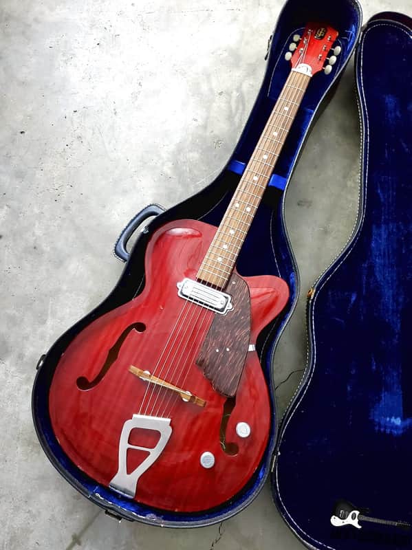 RARE Julio Giulietti  Model A2 Italian Semi-Hollow Jazzbox Electric Guitar w/ OHSC! (1962, Cherry) image 1