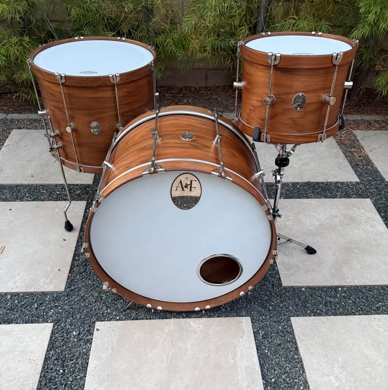 A&F Drum Co. Walnut Drum Set 13/18/24 with gig bags image 1