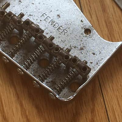Vintage Fender 1970s Relic Tele Ashtray Bridge Plate Telecaster 6 Barrel Saddles image 4
