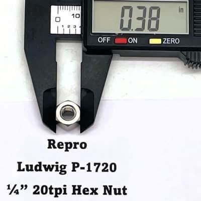 Reproduction Ludwig P-1720 High Profile 1/4" 20tpi Hex Nuts for P-1216A Mounts (65-68) image 5