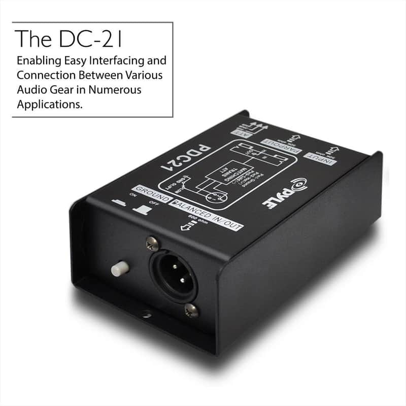 Premium Direct Injection Audio Box - 2.36" x 4.09" Passive DI Unit Hum Eliminator w/ Input Attenuator to Connect Guitar & Bass, 1/4'' Impedance Transformer Connector to Balanced & Unbalanced XLR image 1