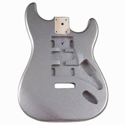 Metallic Silver Stratocaster Strat Style Guitar Poplar Wood Body image 1
