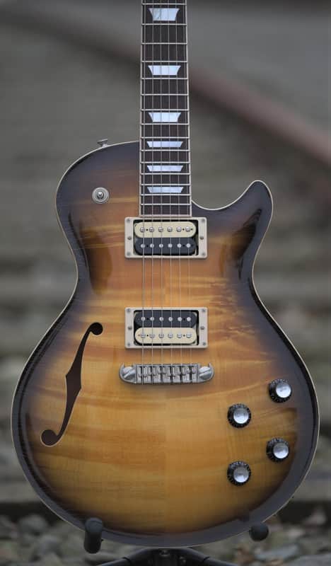 Patrick James Eggle Macon Single Cut Semi Hollowbody - Nitro Tobacco Burst image 1