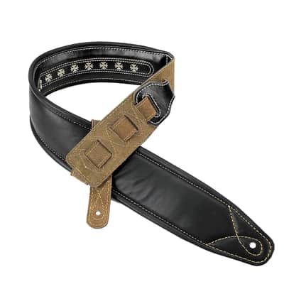 Walker and Williams C-35 Black Premium Leather Double Padded Strap with Metal Studs image 6