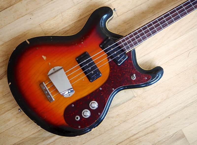 1966 Mosrite Joe Maphis Vintage Hollowbody Electric Bass Guitar Sunburst image 1