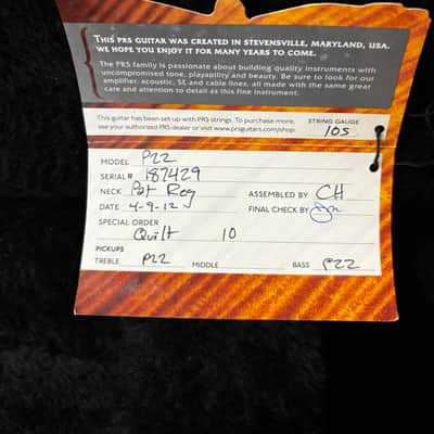 PRS P22 w/Piezo 2012 - Quilt, 10 Top image 7