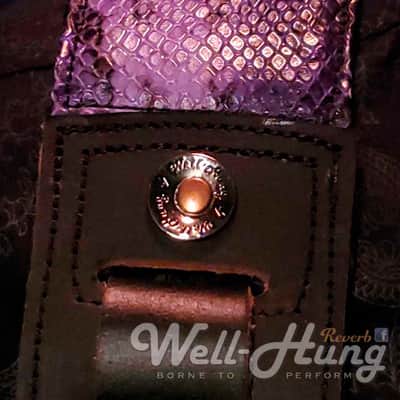 Well-Hung "Purple Python" 3" wide, padded leather strap in purple black and gray snake image 7