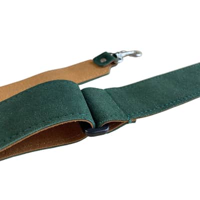 Genuine Leather Banjo Strap Metal Clips, and Tri-glide Adjustment. Adjustable to 52", Green image 4