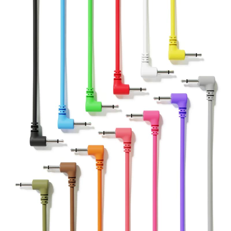 ExcelValley [13-Pack | 30 cm - 11.81"] Right Angle Mono Modular Patch Cables TS 3.5mm 1/8 inch Eurorack Synthesizer image 1