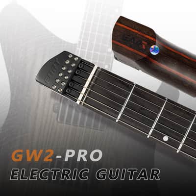 Eart GW2-Pro Headless Electric Guitar, Roasted Ash Body,24F Rounded Ends Jumbo Stainless Steel image 4