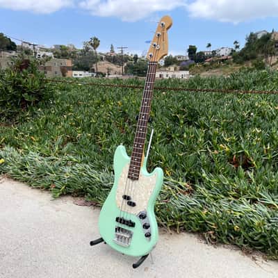 2020 Fender American Performer Mustang Bass Satin surf green image 3