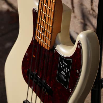 New Fender Player Plus Jazz Bass with New Fender Gig Bag Olympic Pearl White image 9