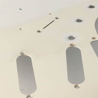1990s Vintage 1-ply 50s Fender USA Guitar Natural Relic American Strat Pickguard Off White image 18