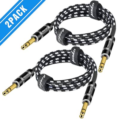 1/4 Inch Trs Cable,10Ft 2Pack Straight 6.35Mm Male Jack Stereo Audio Interconnect Cord,Balanced Stereo Audio Patch Cable,Black Cable image 3