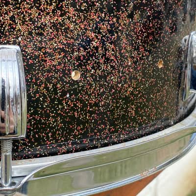 Vintage OCT 26, 1967 Ludwig 15x12 Marching Snare Drum in Black Galaxy Sparkling Pearl - Nice! image 8