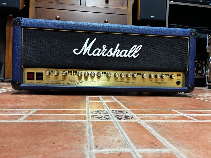 Marshall 6100 Anniversary Edition Head – 30th Anniversary (1962–1992) – Rare Blue Tolex + Original Footswitch image 1