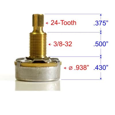 CTS 500k Audio/Log Pot, Split Shaft, Rear-Routed Guitars (4 Pack) image 2