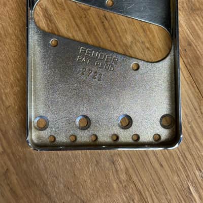 Fender Telecaster Bridge Plate STAMPED SERIAL NUMBER 2026 - Chrome AGED image 1