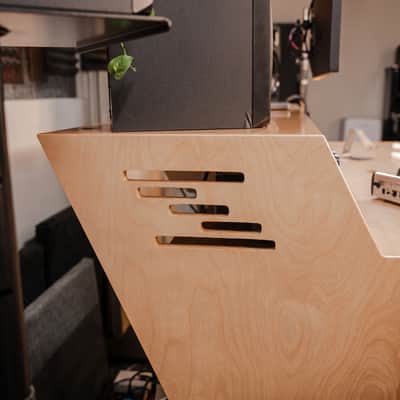 Baltic Birch Studio Desk | 9U Rack and 88-Key Keyboard Tray | Music Production Furniture image 12