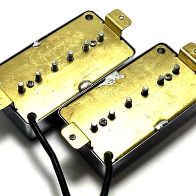 Dragonfire H90s - Humbucker Sized / Cased P90 Pickup Set, Bridge + Neck, Chrome Ring w/ Black Pearl Inlay image 4