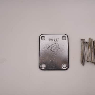 1976 Vintage Fender Telecaster Neckplate F-Logo w/Original Screws 1970's Guitar Jazz Precision Bass PBass Jazzmaster image 3
