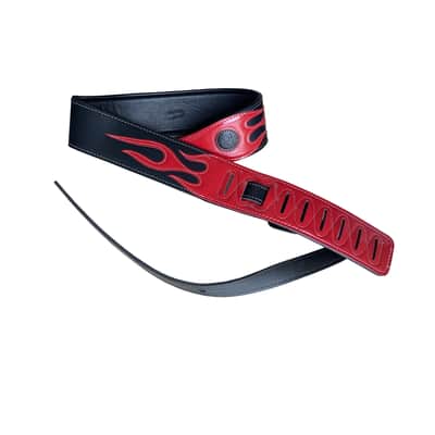Leather Guitar Strap, 52"-59", Red Flame, Cool Bass Guitar Straps image 4