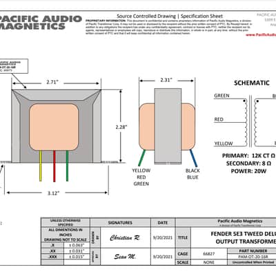 Pacific Transformer Fender 5E3 Tweed Deluxe Output Transformer image 3