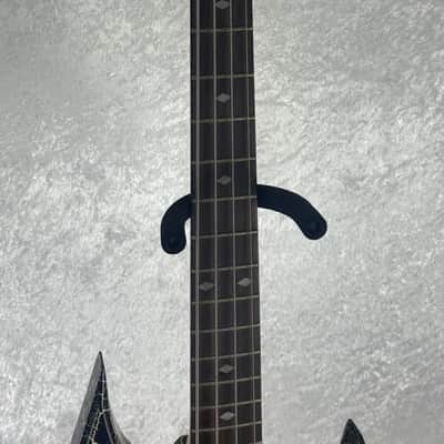 Late 1980's B.C. BC Rich NJ Series Warlock bass guitar in white crackle finish image 21