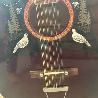 Ensenada GT81 Vintage 12-String Acoustic Guitar Double Dove / Mountain Pickguard w/ Case image 5