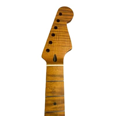 Roasted Flame Maple Strat-Style Guitar Neck, 9.5" Radius, Roasted Maple Fretboard image 3