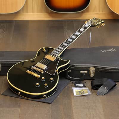 1976 Gibson Les Paul Custom Electric Guitar Black Ebony + OHSC image 2
