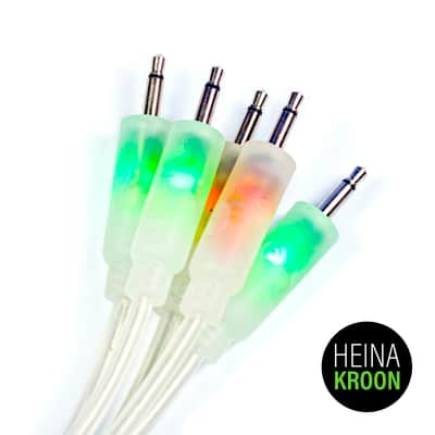 Heinakroon 11.8" (30cm) 3.5mm LED Eurorack CV Patch Cables, 5-Pack, Transparent image 1