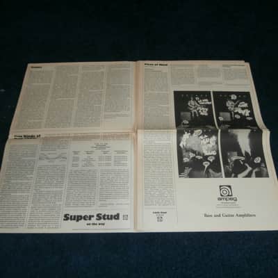Vintage 1973 Ampeg Plug Newspaper w/ Original Mick Jagger Rolling Stones Poster! image 6
