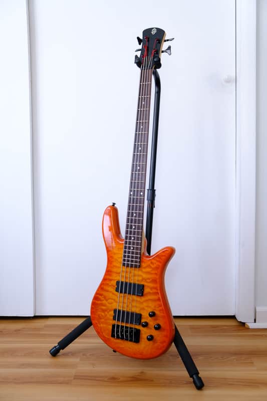 Spector Q5 Pro 5 string bass Amber Burst Finish + EMGHZ Pickups + EMG BTS Preamp + Original Case image 1