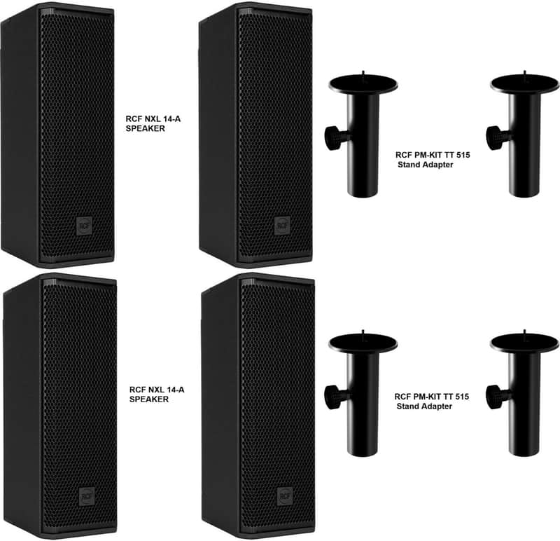 RCF NXL 14-A Compact 6" ACTIVE 2-Way Speaker 2100 Watts + 4x RCF PM-KIT TT 515 Pole Stand Adapter image 1