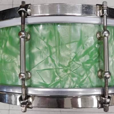 Vintage 1927 Liberty 5x14 Solid Walnut Shell Snare Drum Sea Green Pearl - RARE! image 10