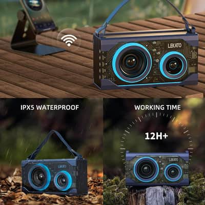LEKATO Bluetooth Speaker, Portable Transparent Wireless Speakers with Bass, Shower Speaker Mixed RGB Light, 25W HD Stereo Sound, 12H+ Playtime, Waterproof Party Speaker Gifts for Travel Outdoor Beach image 7