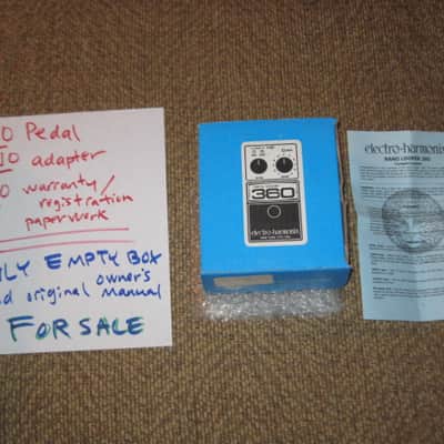 mostly very clean Electro Harmonix EMPTY CARDBOARD BOX + orig Owner's Manual ONLY for Nano Looper 360 (NO pedal, NO power supply, NO warranty / registration paperwork) 2014 (2010s) BOX: cardboard - OUTER AREAS blue / GRAPHIC black & white, white image 1