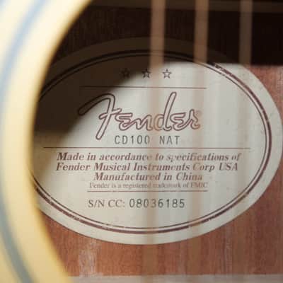 Fender CD-100 NAT Dreadnought Acoustic Guitar image 4