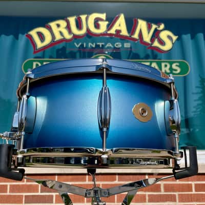 Slingerland Radio King Artist 6.5x14 3-Ply Mahogany/Poplar Snare Drum Silver & Blue Lacquer image 7